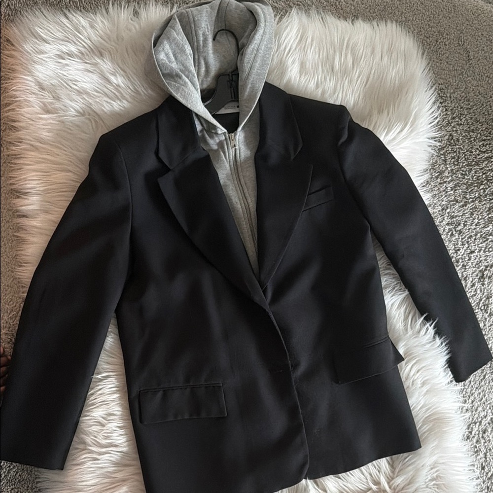 Zara Black Blazer with Grey Hoodie Insert